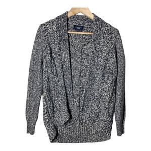 Lands End Drifter Cocoon Open Front Cardigan Sweater Medium Navy Blue High Low